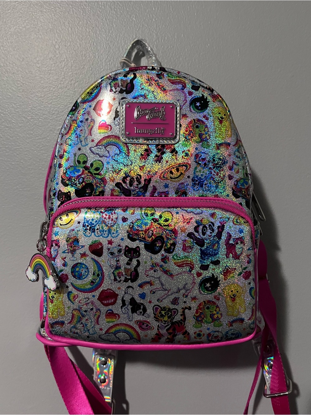 Loungefly Lisa Frank Iridescent AOP Sticker Mini Backpack